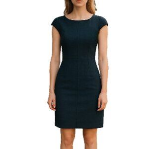 Stella Women’s Faux Suede Bodycon Dress L Black Knee Length Cap Sleeve NWT